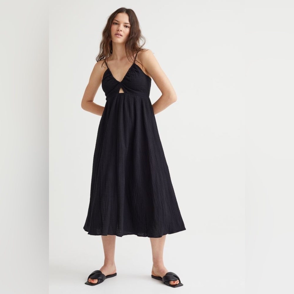 V-neck Drawstring-detail Dress
